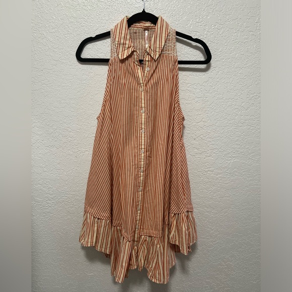 **NWOT* FREE PEOPLE BE REAL STRIPED MINI SHIRT DRESS - Picture 7 of 8